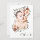 Faire-part Notre Petit Miracle Photo Bébé Fille Naissance (Devant)