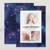 Faire-part Notre petite étoile Aquarelle Galaxie naissance (Devant / Derrière)