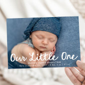 Faire-part Notre petite photo manuscrite de script de la nais