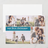 Faire-part Notre premier Noël Collage photo moderne de Noël (Devant / Derrière)