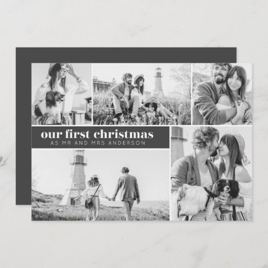 Faire-part Notre premier Noël photo moderne Collage Noël (Devant / Derrière)