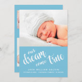 Faire-part Notre rêve devenu réalité photo Sweet Blue Boy Bir (Devant / Derrière)