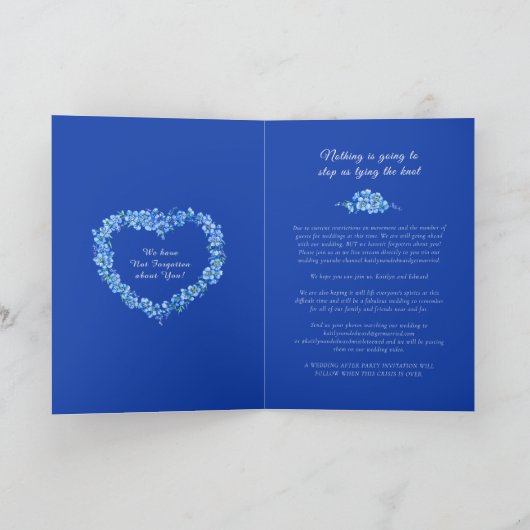 Faire-part N'oubliez pas le cœur bleu blanc mariage en direct (Intérieur)
