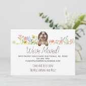 Faire-part Nous avons bougé ! Beagle Puppy Floral Moving (Debout devant)