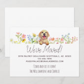 Faire-part Nous avons bougé ! Labrador Puppy Floral Moving (Devant / Derrière)