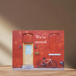 Faire-part Nous avons bougé mignon moto maison rouge moderne