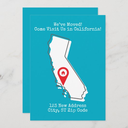 Faire-part Nous avons bougé ! Venez nous rendre visite en Cal (Devant / Derrière)