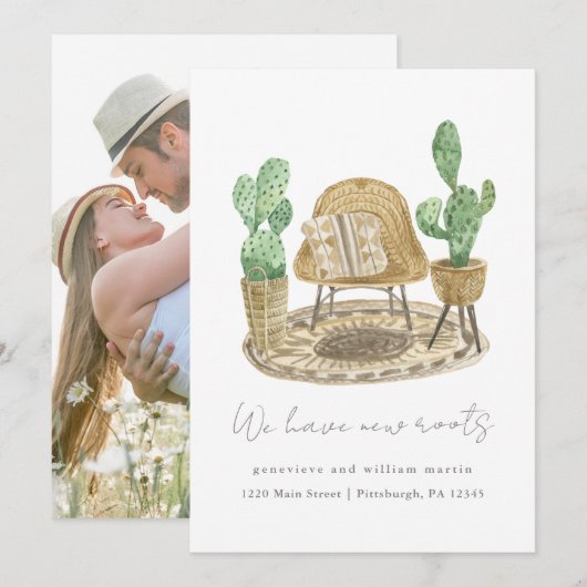 Faire-part Nous Avons De Nouvelles Racines Plantes Nouvelle M (Devant / Derrière)