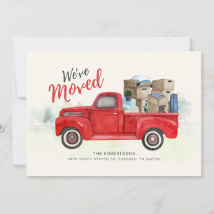 Faire-part Nous avons déménagé Adresse Aquarelle Rouge Camion
