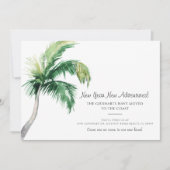 Faire-part Nous Avons Déménagé Aquarelle Côtière Palm Tree Dé (Devant)