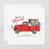 Faire-part Nous Avons Déménagé Aquarelle Rouge Camion Déménag (Devant / Derrière)
