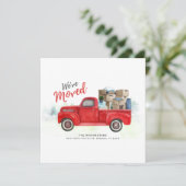 Faire-part Nous Avons Déménagé Aquarelle Rouge Camion Déménag (Debout devant)