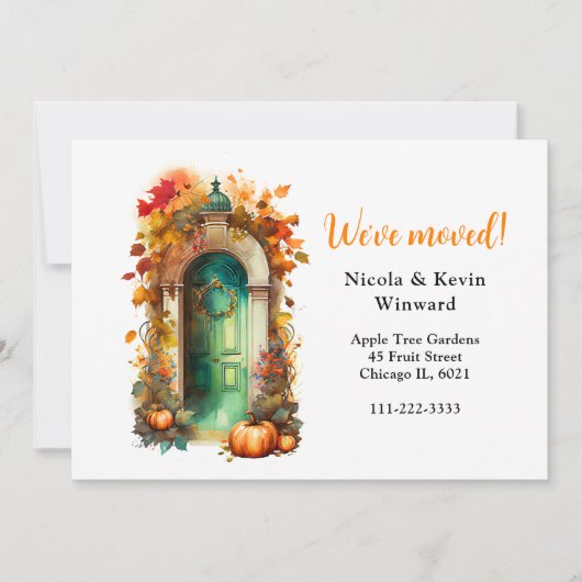 Faire-part Nous avons déménagé Automne Automne porte Wreath (Devant)