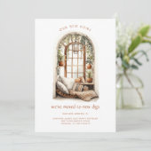 Faire-part Nous avons déménagé Banc de fenêtre aquarelle (Debout devant)