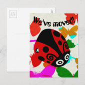 Faire-part Nous avons déménagé, carte postale Ladybug rouge e (Devant / Derrière)