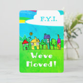 Faire-part Nous avons déménagé des maisons mignonnes (Debout devant)