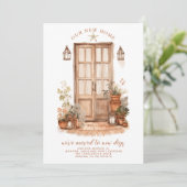 Faire-part Nous avons déménagé Entrée de porte à l'aquarelle  (Debout devant)