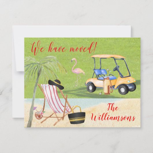 Faire-part Nous avons déménagé Golf Beach Budget FLAT Move (Devant)