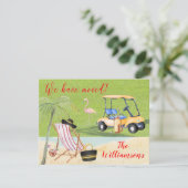 Faire-part Nous avons déménagé Golf Beach Budget FLAT Move (Debout devant)