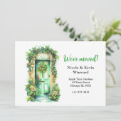 Faire-part Nous avons déménagé la porte de couronnes de Noël (Debout devant)