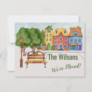 Faire-part Nous avons déménagé la vie de ville colorée en mou