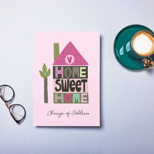 Faire-part Nous avons déménagé lettrage fantaisiste de change