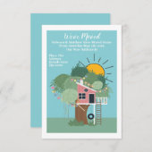 Faire-part Nous Avons Déménagé Maison Arbre Et Soleil (Devant / Derrière)