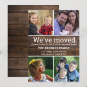 Faire-part Nous avons déménagé New Home 4 Photo Collage Bois (Devant / Derrière)