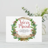 Faire-part Nous avons déménagé Noël Acorn Wreath Moving (Debout devant)