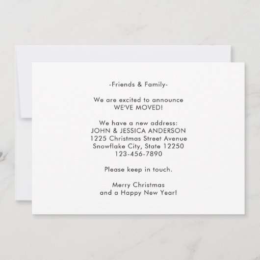 Faire-part Nous avons déménagé Noël Acorn Wreath Moving (Dos)