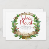 Faire-part Nous avons déménagé Noël Acorn Wreath Moving (Devant / Derrière)