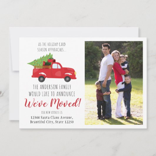 Faire-part Nous avons déménagé Noël Camion photo vacances Dém (Devant)