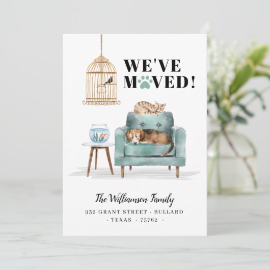 Faire-part Nous avons déménagé Nouveau Home Chien & Chat Slee (Debout devant)