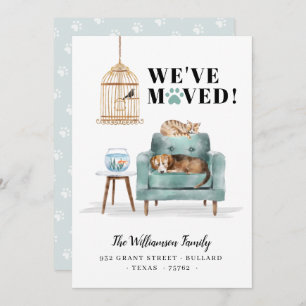 Faire-part Nous avons déménagé Nouveau Home Chien & Chat Slee