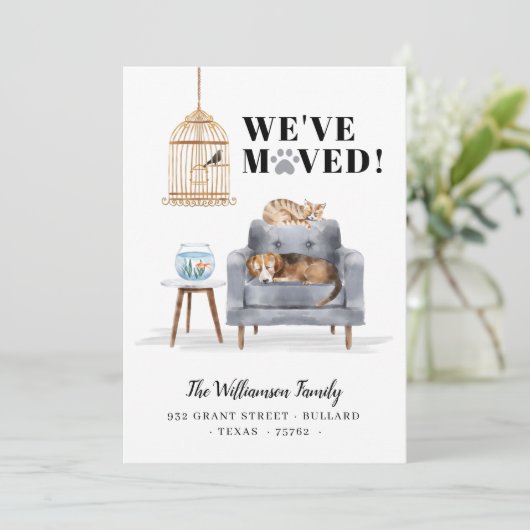 Faire-part Nous avons déménagé Nouveau Home Chien & Chat Slee (Debout devant)