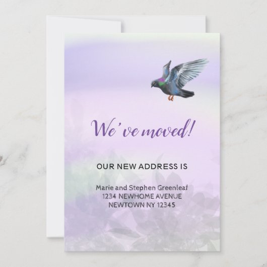 Faire-part Nous avons déménagé, Pigeon (Devant)