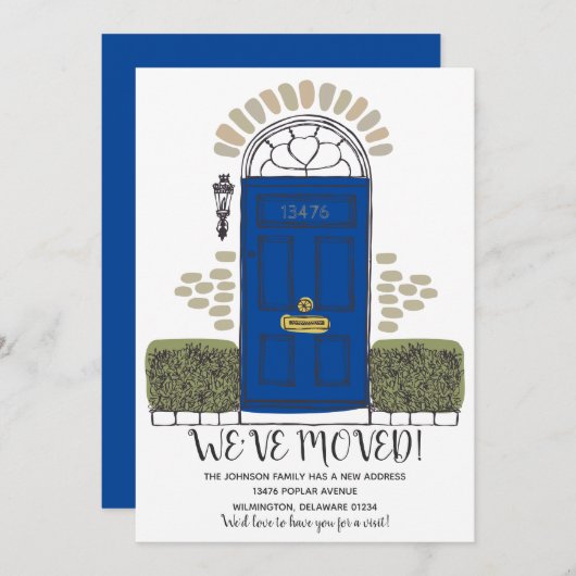 Faire-part Nous avons déménagé - Porte Whimsical - Nouveau no (Devant / Derrière)
