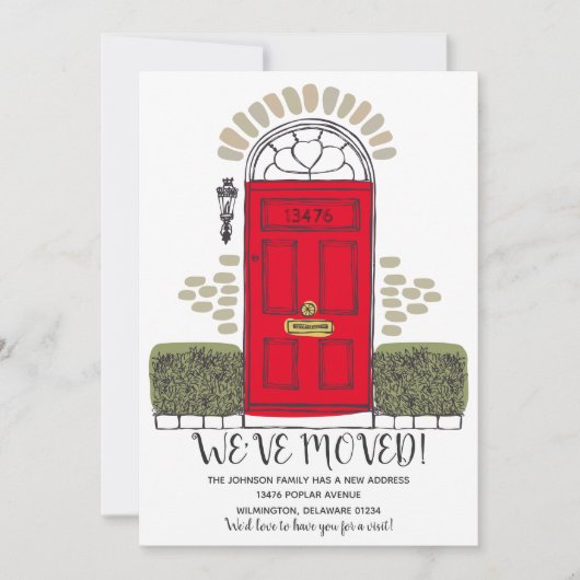 Faire-part Nous avons déménagé - Porte Whimsical - Nouveau no (Devant)