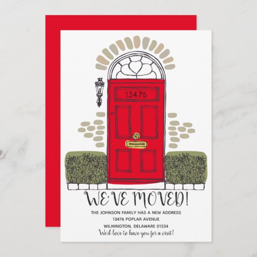 Faire-part Nous avons déménagé - Porte Whimsical - Nouveau no (Devant / Derrière)