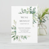 Faire-part Nous avons déménagé Rustic Watercolor Evergreen An (Debout devant)