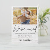 Faire-part Nous avons déménagé Rustic Wood Photo Nouveau Home (Debout devant)