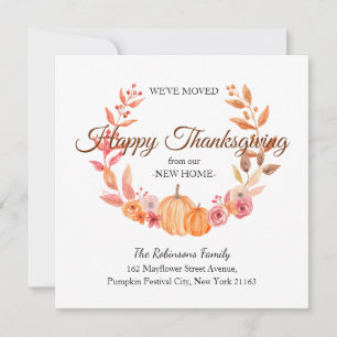 Faire-part Nous avons déménagé Thanksgiving Wreath New Home M