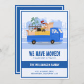 Faire-part Nous avons déménagé un camion bleu sur la route (Devant / Derrière)