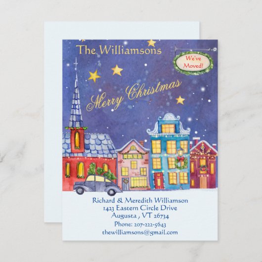 Faire-part Nous avons déménagé Village de Noël Flat Move (Devant / Derrière)