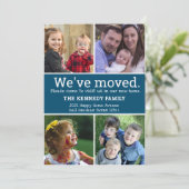 Faire-part Nous avons déplacé 4 Photo Collage Bleu et Blanc D (Debout devant)