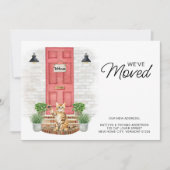 Faire-part Nous avons déplacé aquarelle avant porte rouge Cha (Devant)