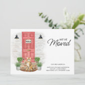 Faire-part Nous avons déplacé aquarelle avant porte rouge Cha (Debout devant)