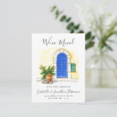 Faire-part Nous avons déplacé Aquarelle Bleue Porte Déménagem (Debout devant)