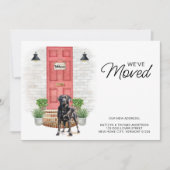 Faire-part Nous avons déplacé Black Labrador Red Door Dog Mov (Devant)