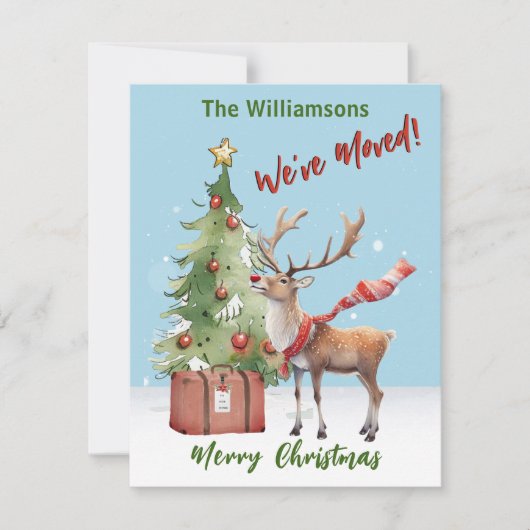 Faire-part Nous avons déplacé Budget Reindeer Arbre de Noël (Devant)